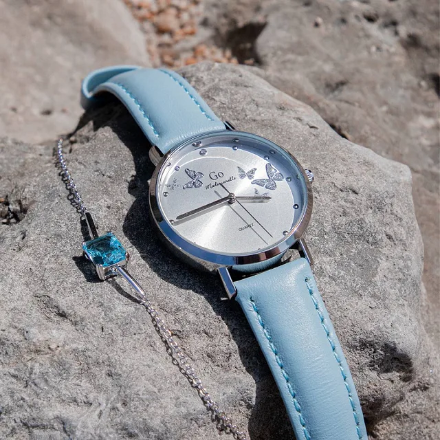 Montre Go for Girl Only bleue papillons
